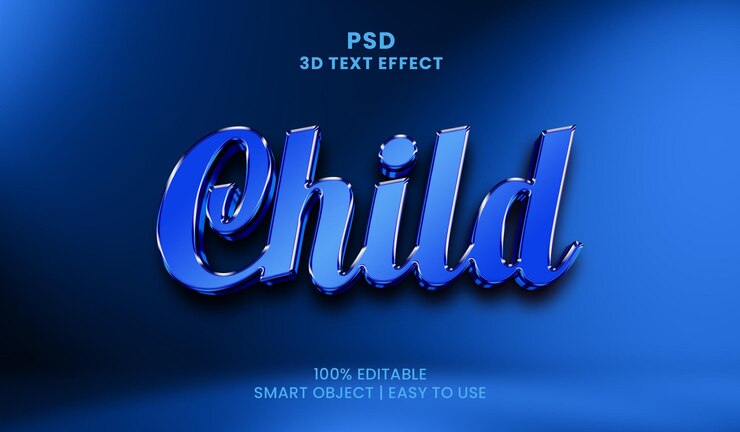 PSD un fondo azul con el texto en azul y la palabra niño.
