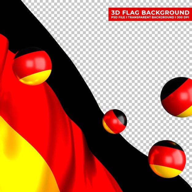 PSD fondo de bandera de alemania con adorno de bola 3d