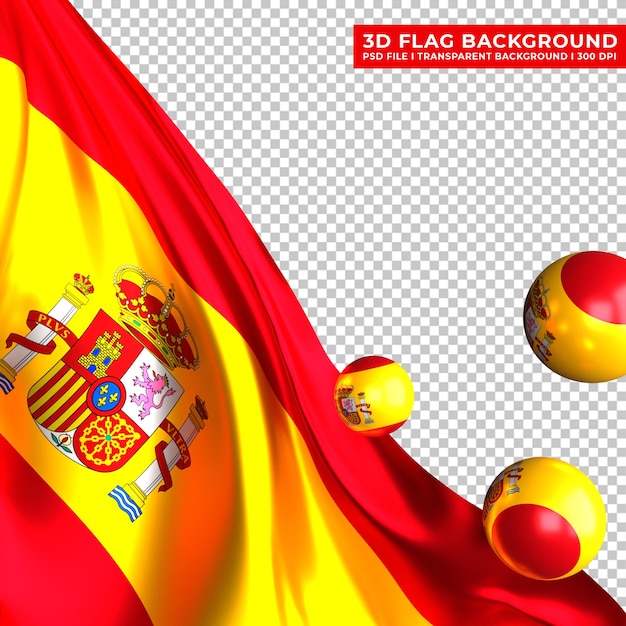 PSD fondo de bandera de españa con adorno de bola 3d