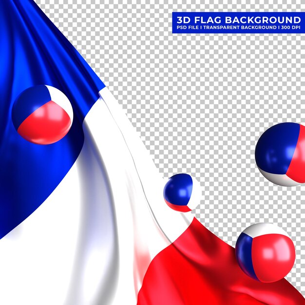 Fondo de bandera de Francia con adorno de bola 3d