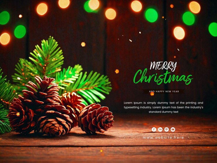 PSD fondo de bandera navideña muy realista con decoración de navidad dorada