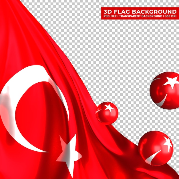 Fondo de bandera de turquía con adorno de bola 3d