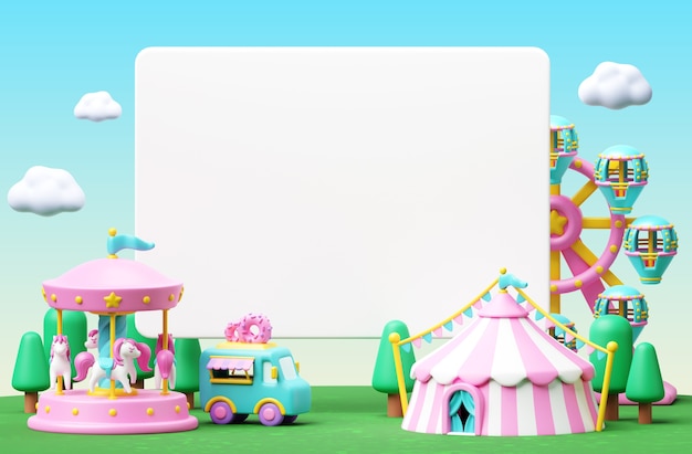 Fondo de banner en blanco de venta en el parque de atracciones