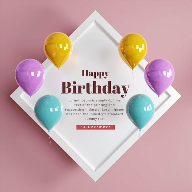 Fondo de banner de celebración de feliz cumpleaños con globo banner de redes sociales de feliz cumpleaños
