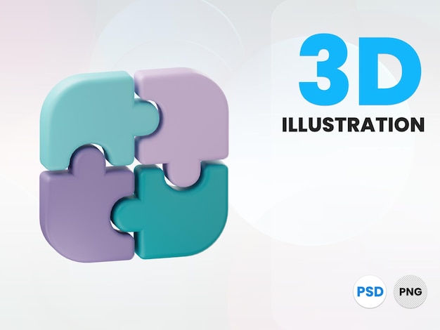 PSD fondo de banner de concepto de negocio de ilustración 3d de gráfico de rompecabezas
