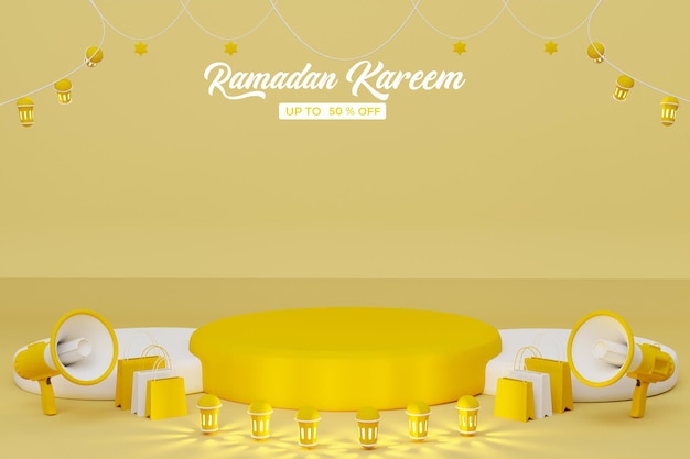 Fondo de banner de representación 3d de venta de ramadan kareem