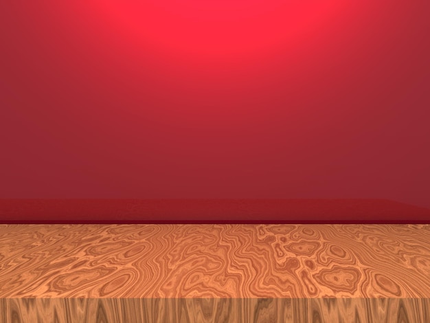 Fondo de base de madera vacío con lujo de luz roja