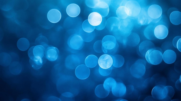 Fondo de bokeh abstracto de círculos claros en tonos azules profundos