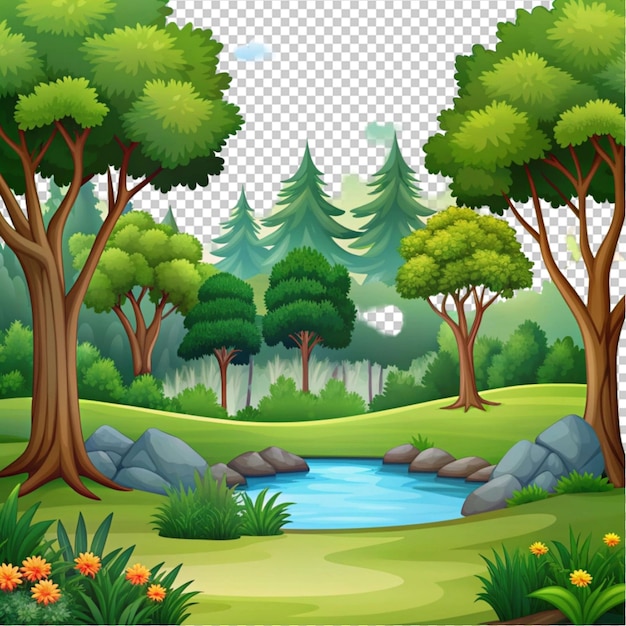 fondo de bosque de dibujos animados paisaje de parque natural
