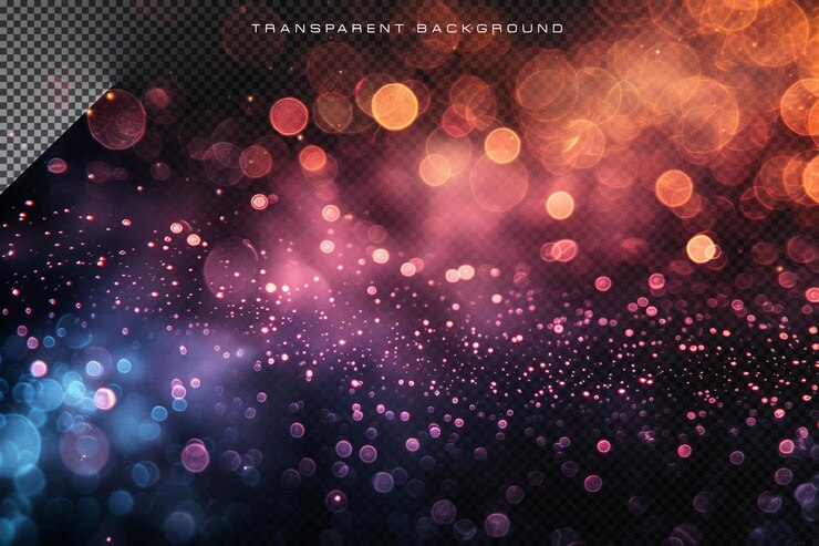 PSD el fondo brillante de color bokeh azulado en transparente