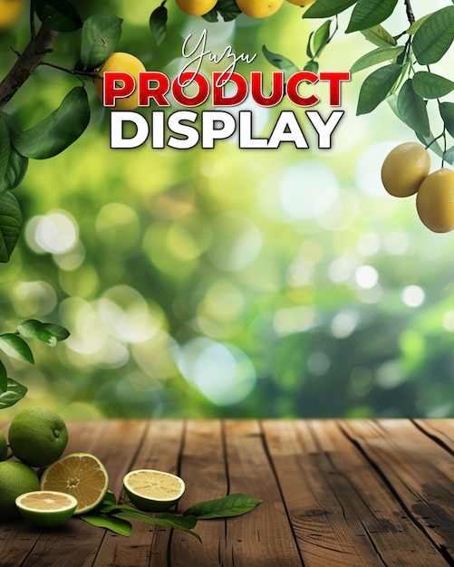 PSD fondo del cartel promocional del producto con yuzu