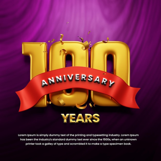 Fondo de celebración de 100 aniversario con cinta o publicación en redes sociales de aniversario de oro