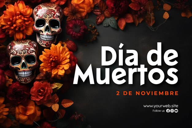 PSD fondo de celebración del día de muertos