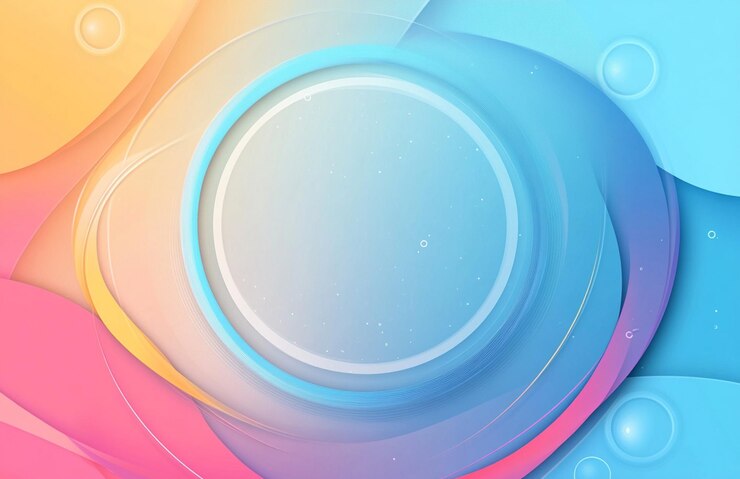 PSD un fondo con un círculo transparente en el centro rodeado de círculos de colores