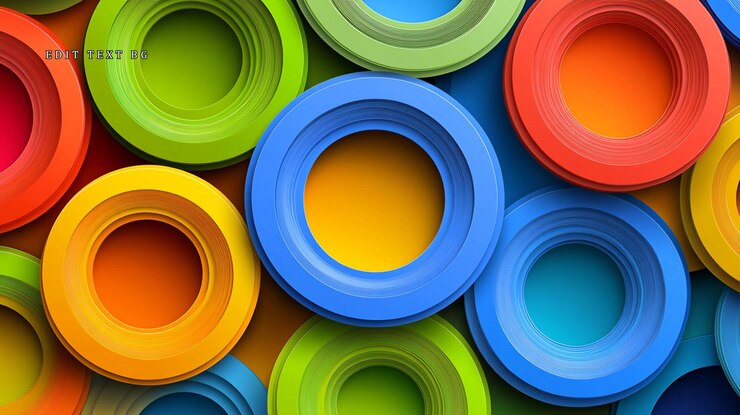 PSD fondo de círculos concéntricos coloridos que se superponen