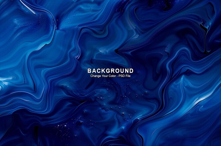 PSD fondo de color azul con líquido azul oscuro abstracto en el estilo de tinta oscura y misteriosa