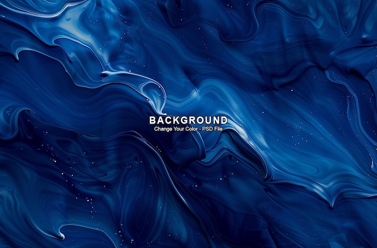 PSD fondo de color azul con líquido azul oscuro abstracto en el estilo de tinta oscura y misteriosa
