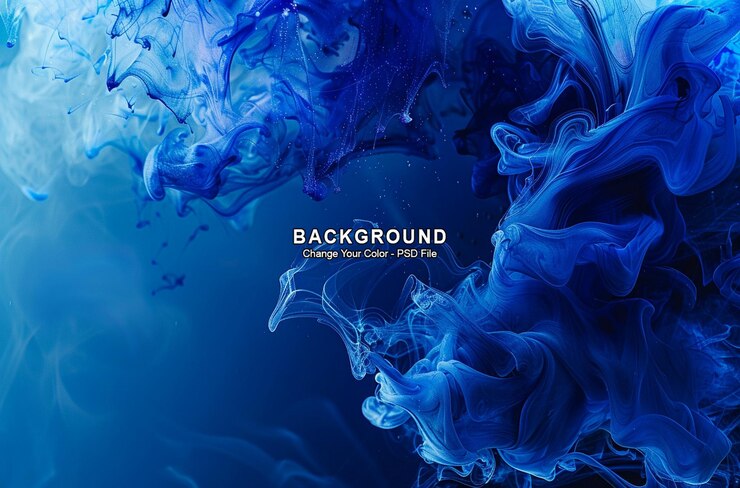 PSD fondo de color azul con líquido azul oscuro abstracto en el estilo de tinta oscura y misteriosa
