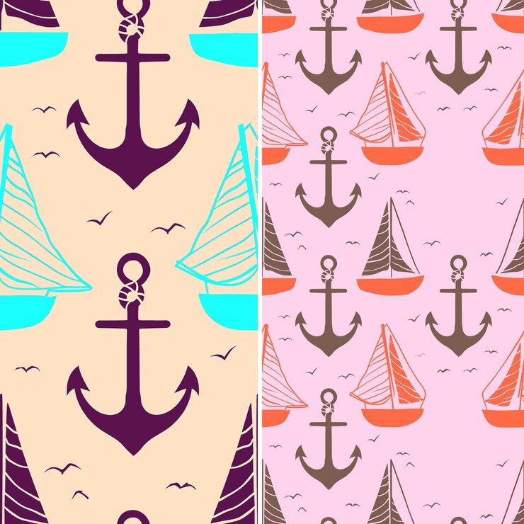 PSD un fondo colorido con barcos y la palabra ancla