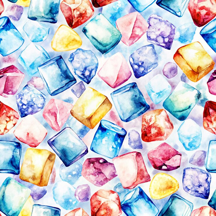 PSD un fondo colorido con un patrón de acuarela de cubos de hielo