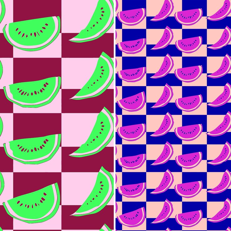 PSD un fondo colorido con un patrón de sandías y sandía