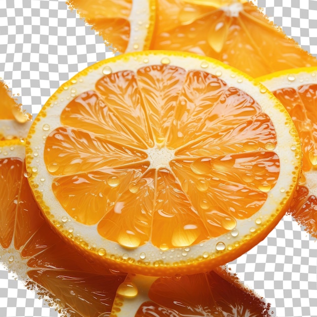 Fondo compuesto de rodajas de naranja macro fondo transparente combinado
