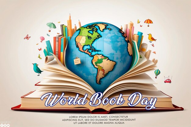 PSD fondo del concepto del día mundial del libro dibujado a mano