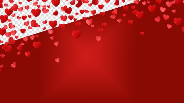 PSD fondo de confeti de corazones rojos elementos del día de san valentín para san valentín o celebraciones