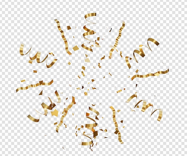 Fondo de confeti dorado realista o Fondo de confeti dorado de celebración