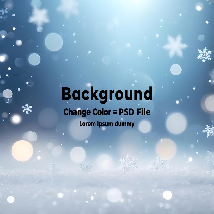 PSD fondo de copos de nieve de invierno con luces bokeh suaves diseño de textura vectorial azul abstracto ai