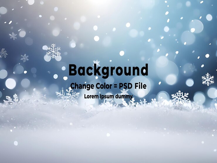 PSD fondo de copos de nieve de invierno con luces bokeh suaves diseño de textura vectorial azul abstracto ai