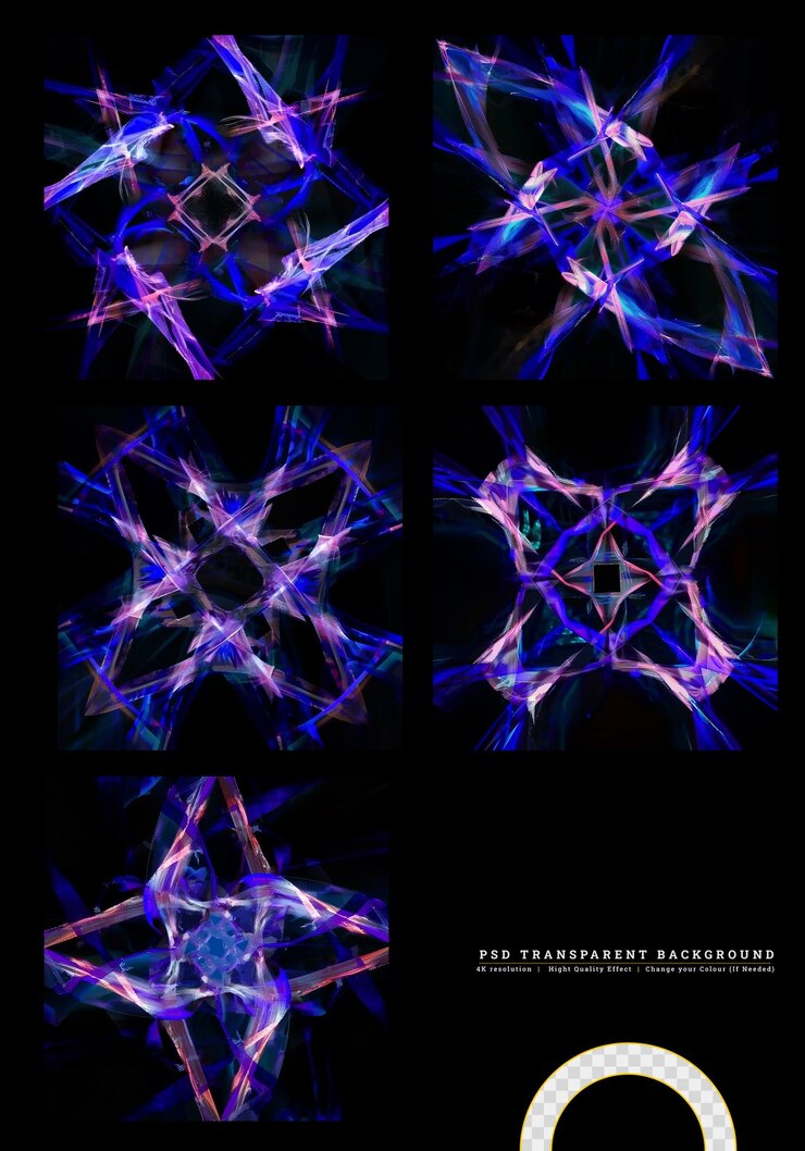PSD fondo cósmico con luces láser de colores en un fondo transparente