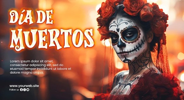 Fondo de cosplay de calavera de da de muertos