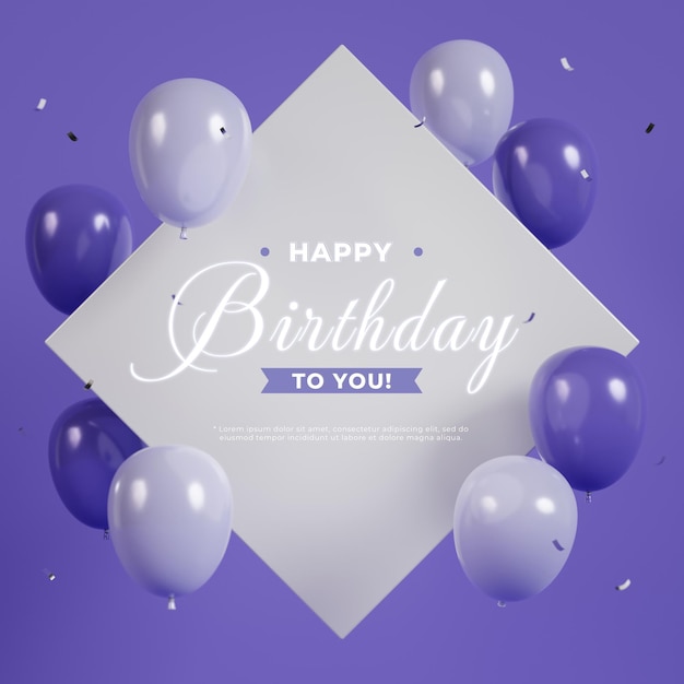 Fondo de cumpleaños con globos 3D en el color del año 2022