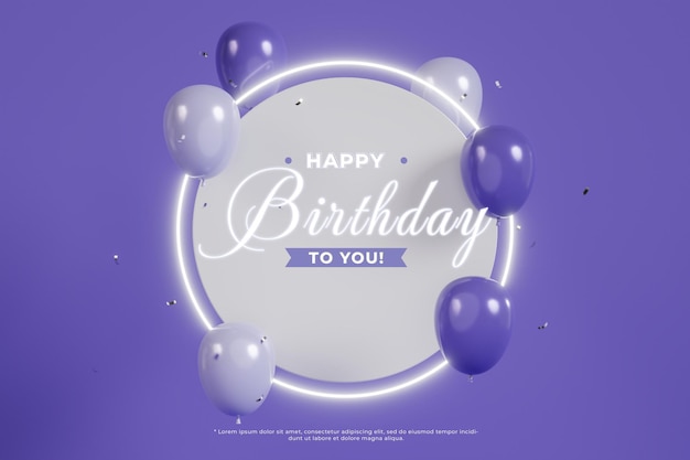 Fondo de cumpleaños con globos 3D en el color del año 2022