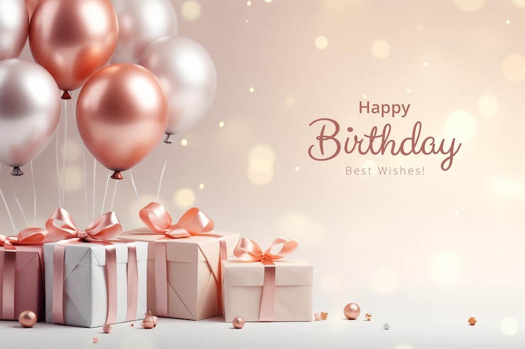 PSD fondo de cumpleaños con globos y regalos