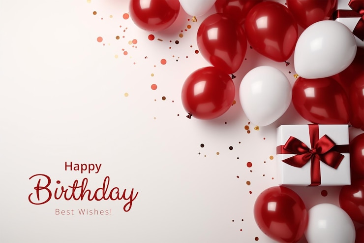 PSD fondo de cumpleaños con globos y regalos
