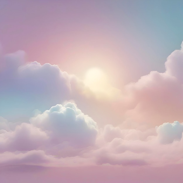 PSD fondo degradado de color de nube de cielo pastel y luz solar aigenerated