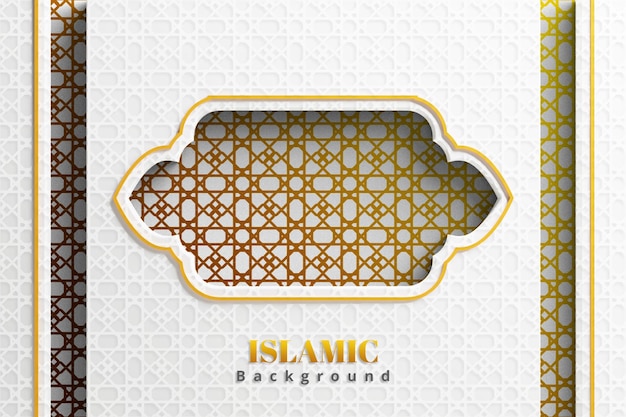 Fondo di lusso del confine dell'ornamento dorato arabo islamico realistico con motivo arabesco