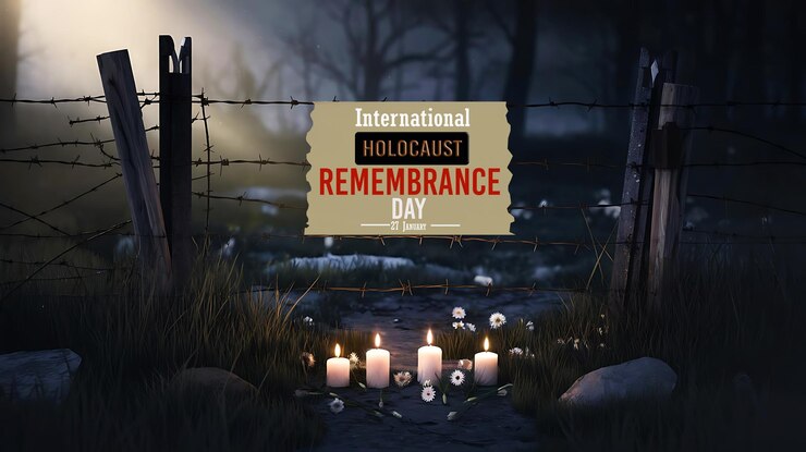 PSD fondo del día de la memoria del holocausto con estrella y vela