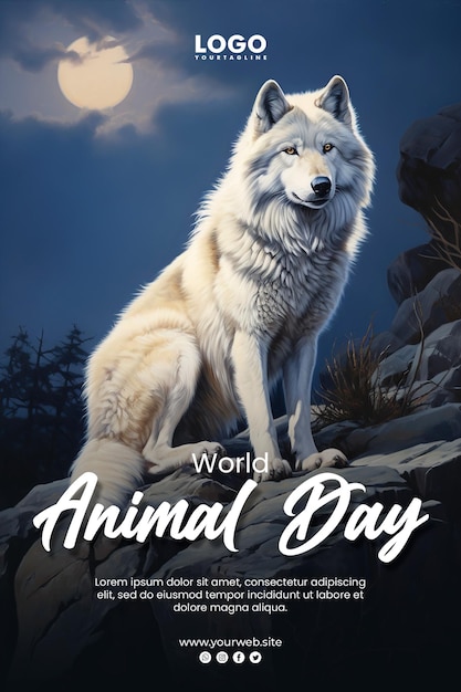 PSD fondo del día mundial de los animales y diseño de carteles animal épico impresionante