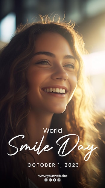 PSD fondo del día mundial de la sonrisa y cartel del día de la sonrisa.