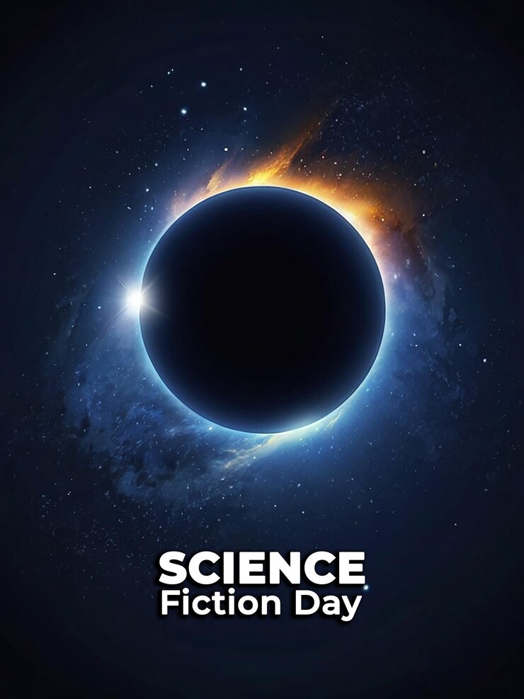 PSD fondo del día nacional de la ciencia ficción con archivo editable