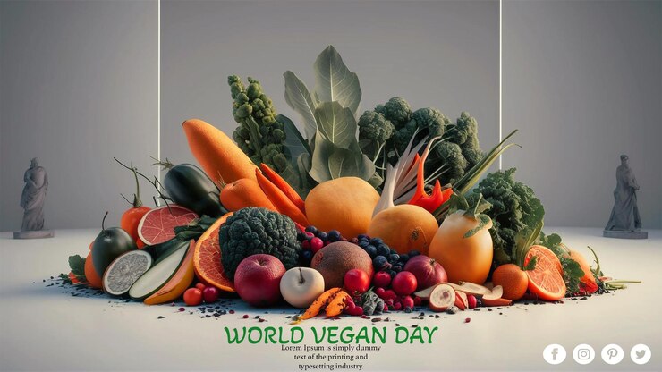 PSD fondo del diseño del cartel del día mundial del veganismo