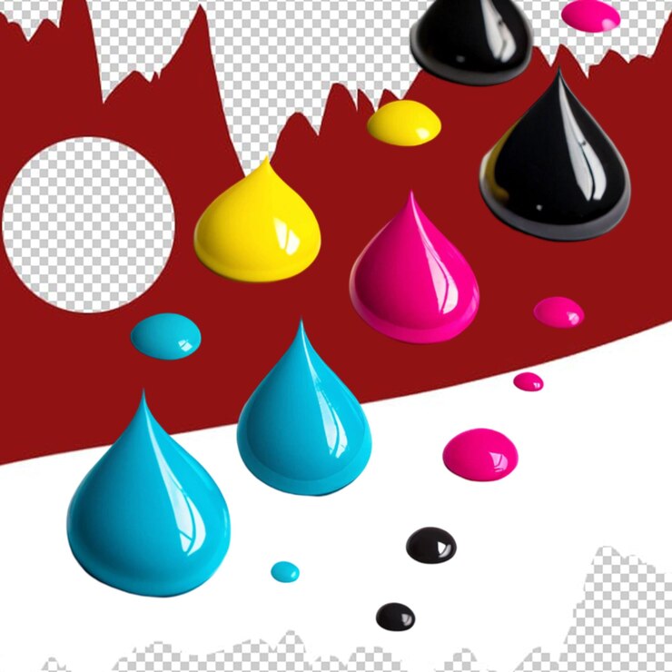 PSD fondo de diseño de gotas de tinta cmyk