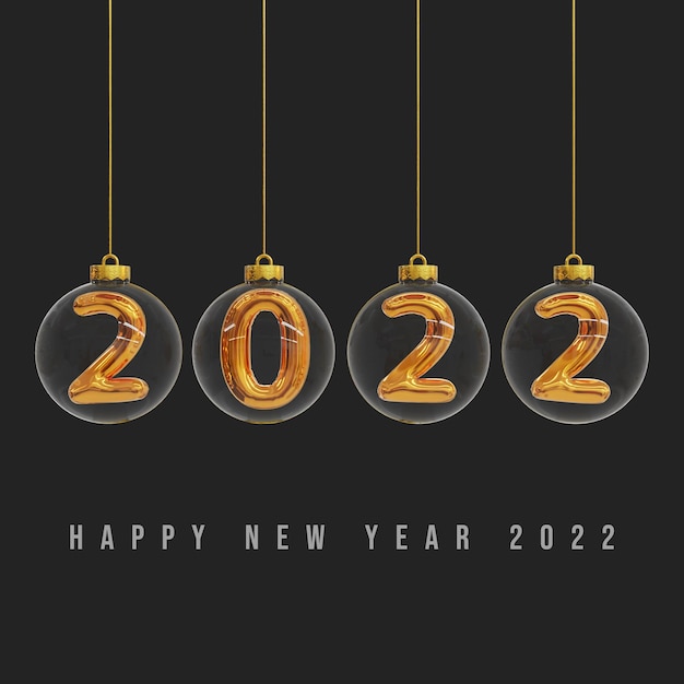 Fondo dorado feliz año nuevo 2022 con bola