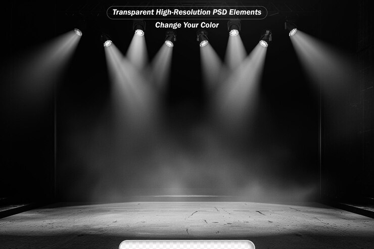 PSD fondo en el espectáculo interior iluminado con un proyector