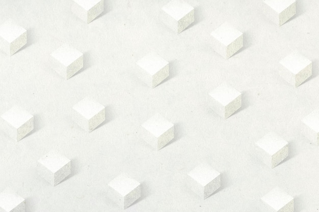 Fondo estampado cúbico artesanal de papel blanco 3D
