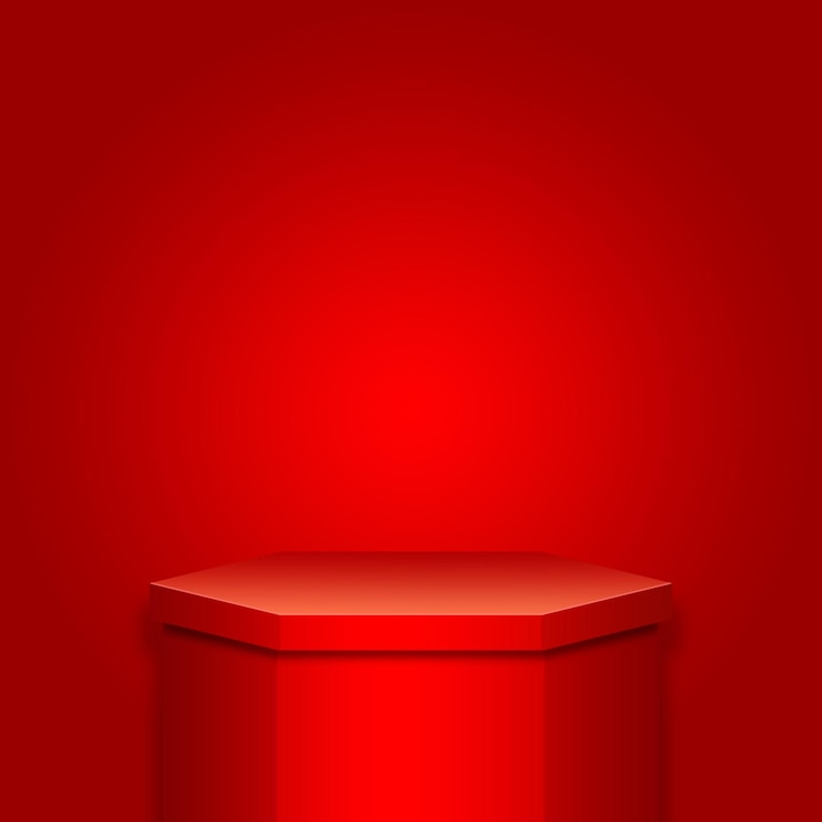 PSD fondo de estudio rojo con podio para la exhibición de productos