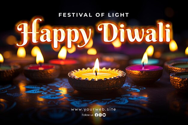 Fondo feliz diwali y banner de diwali